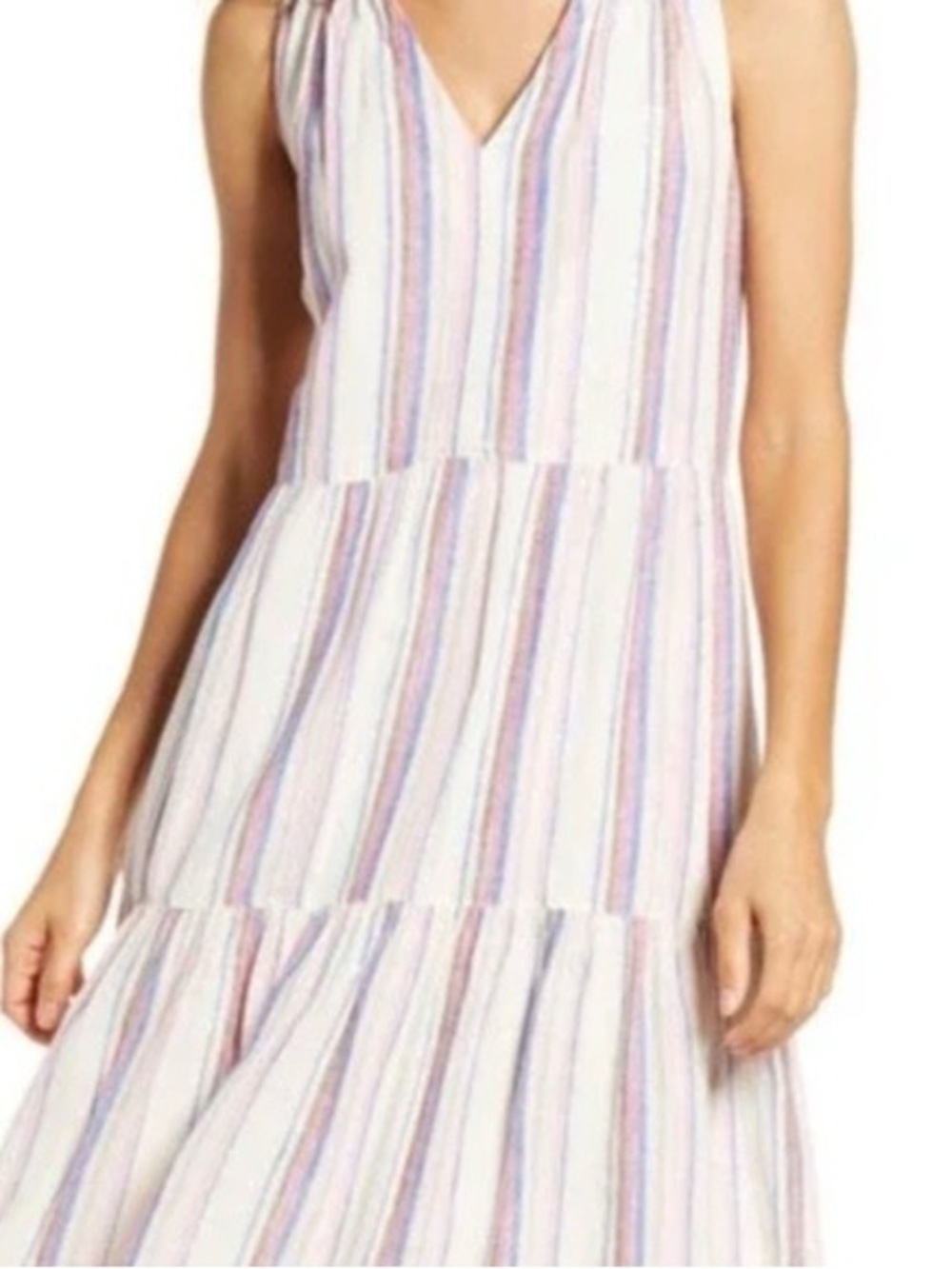 Tommy Bahama V-Neck Line. White Stripe Sundress